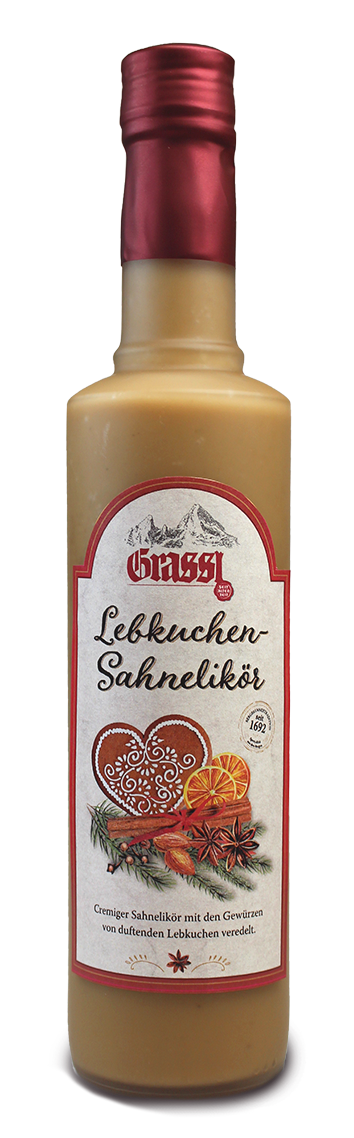 Lebkuchen-Sahnelikör 17% Vol. 0,5l Lebkuchenlikör | Enzianbrennerei Grassl  Berchtesgaden. Älteste Bergbrennerei seit 1692